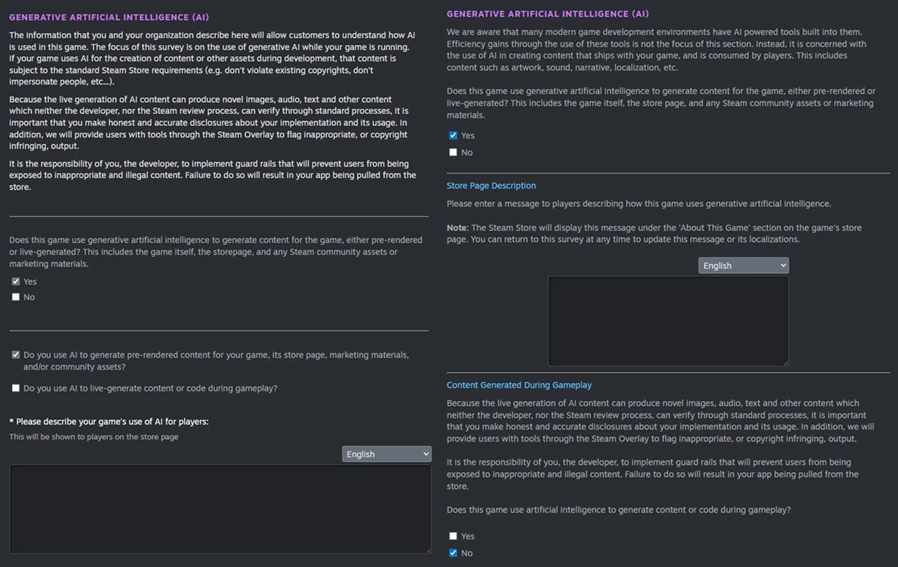 Valve изменила раздел об ИИ в форме для разработчиков в Steam и уточнила правила маркировки игр - 1